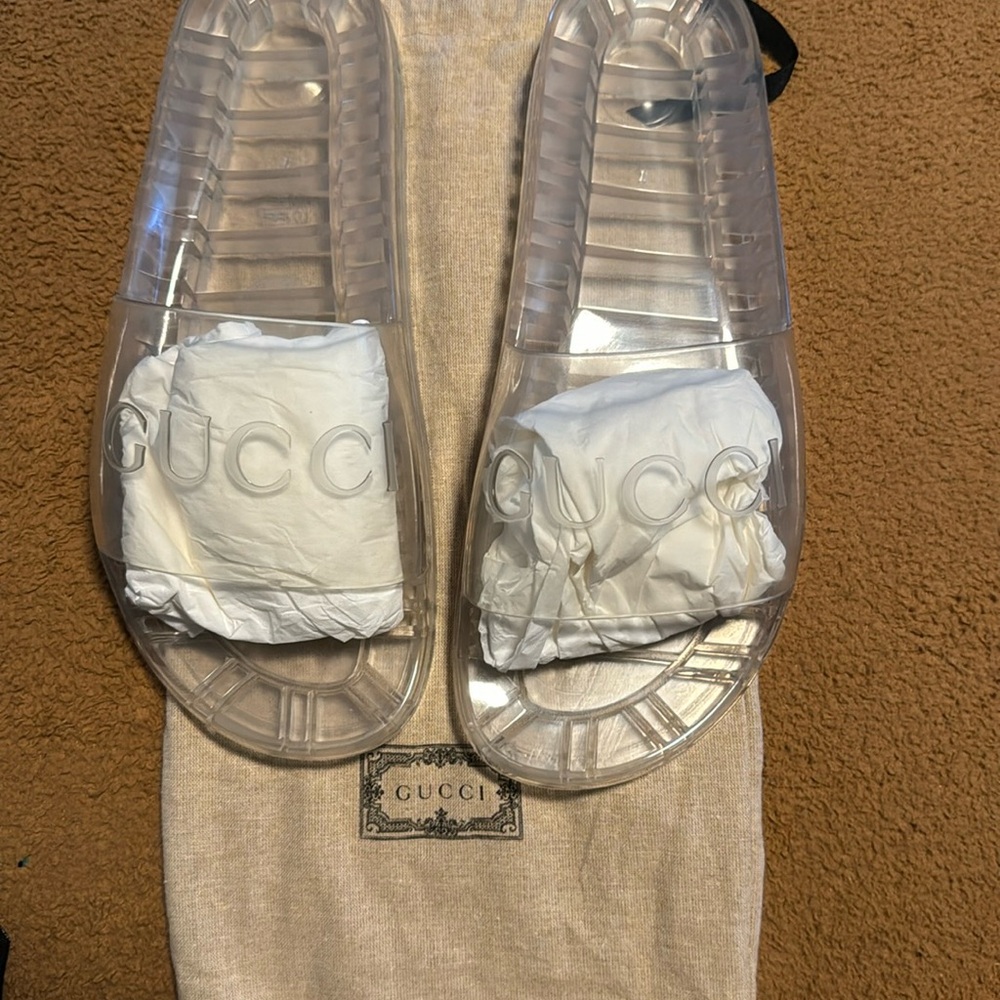 Men’s clear Gucci rubber slide